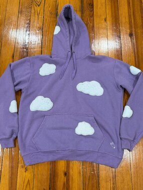 Steady Hands Chenille Clouds Hoodie Lavender Purple Adult Size Large